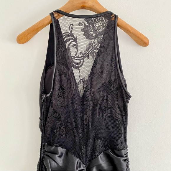 Jessica McClintock Black Satin Lace Mermaid Gown Size 6 - Picture 6 of 12